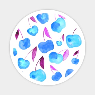 Watercolor cherries - purple and blue Magnet